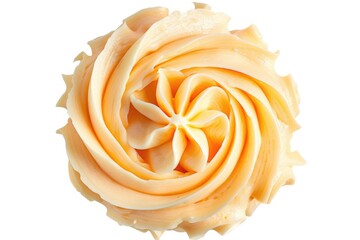 Icing Piping. Orange Frosting with Squiggle Design on White Background