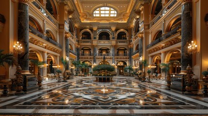 Naklejka premium Grand Interior of a Luxurious Hotel Lobby