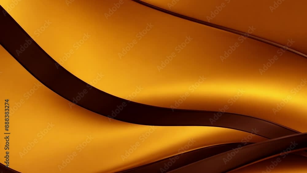Aufkleber Abstract photograph of yellow and brown curves. The image features two dark brown lines on a bright yellow background, with a soft and subtle lighting.