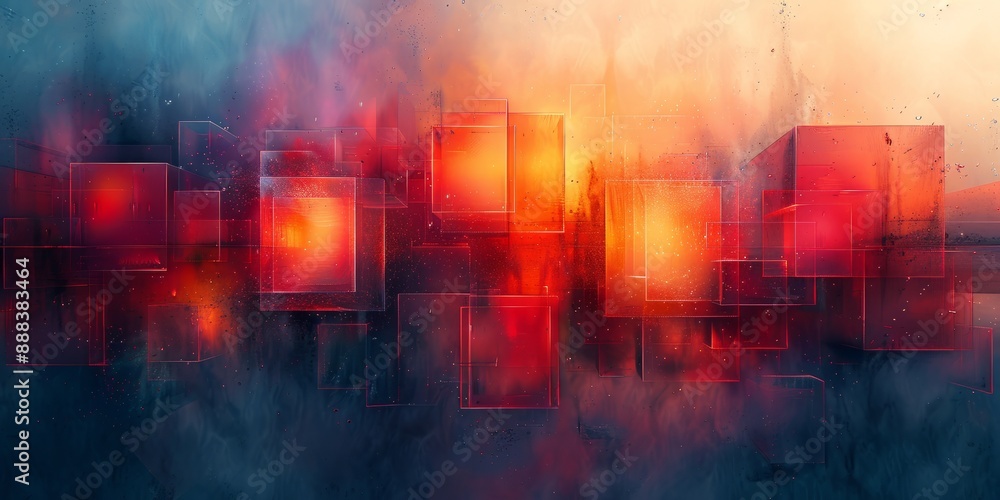 Aufkleber geometric abstract art with sharp lines and contrasting colors, creating a visually striking and bal