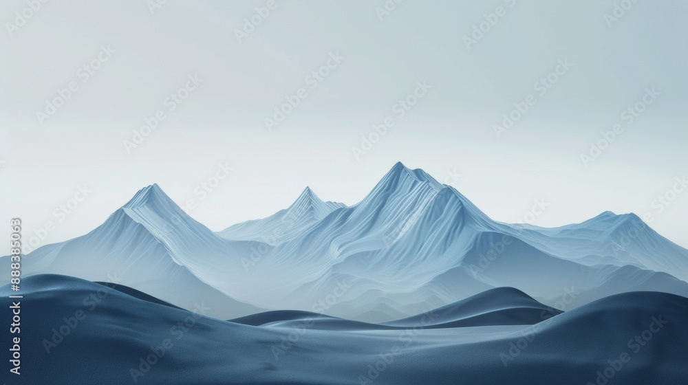 Wall mural a mountain range with a blue sky in the background