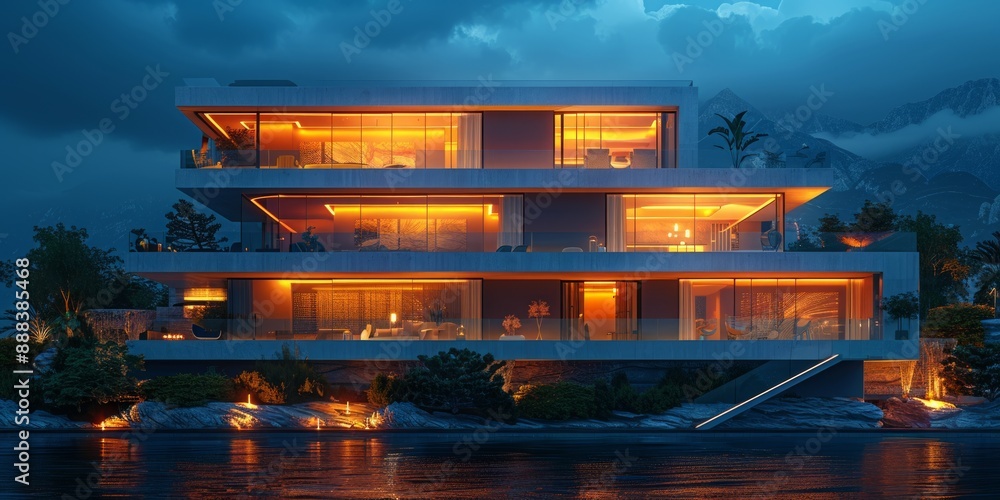 Poster smart home of the future with integrated ai and automated systems
