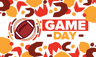 American Football Match Day. Playoff game day. Super Bowl Party in United States. Final game of regular season. Professional team championship. Ball for american football. Sport poster. Vector