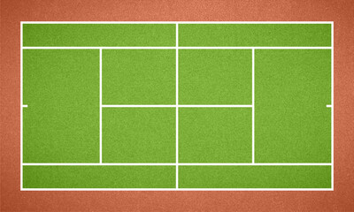 Obraz premium Realistic tennis field. Top view tennis court ground with green and brown grass texture and frame. Vector EPS 10