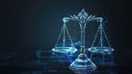 artistic rendering of a corporate financial balance sheet, visualized as a balancing scale with digital assets and liabilities