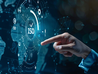 manager pointing ISO logo