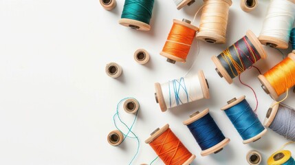 Thread spools scattered with space for text