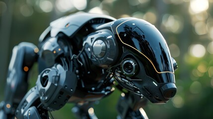 A Robotic Dog Stands In A Forest Setting