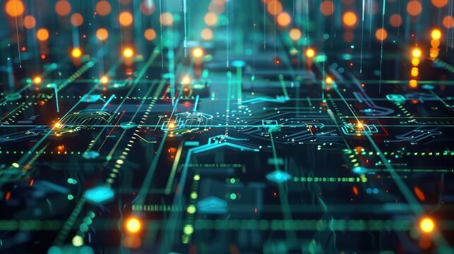 image of an encrypted financial ecosystem, with secure data streams flowing between shielded nodes in a network