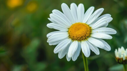 Fototapeta premium A Single White Daisy in a Field of Green
