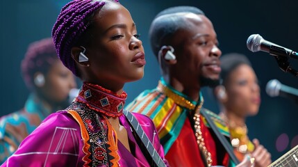 Dynamic Music-Themed Poster: Diverse African-American Young Musicians Performing Together