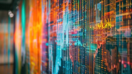 image of a digital financial tapestry woven with threads of various currencies and stock trends, hanging in a virtual gallery