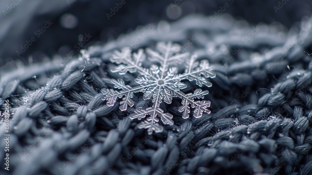 Poster a single snowflake resting on a fuzzy surface