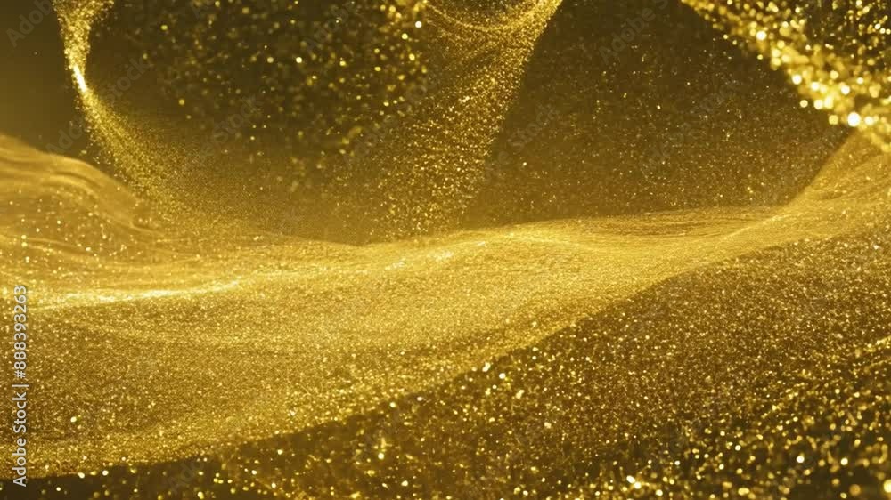 Aufkleber golden glitter particles swirl and dance, creating a shimmering, abstract pattern.