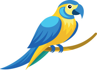 Fototapeta premium Colorful parrot perched on branch with white background