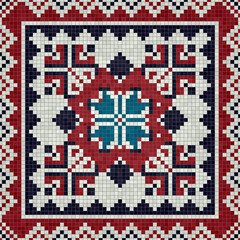 Fototapeta premium Mosaic tiles background, seamless vector pattern