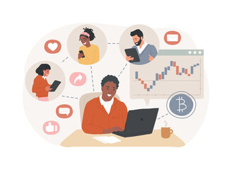 Crypto community manager isolated cartoon vector illustrations.