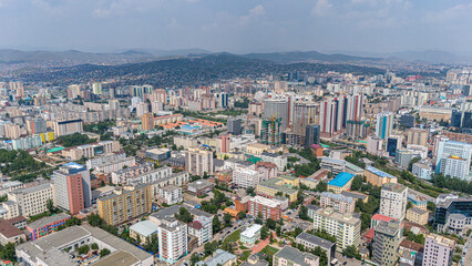 Fototapeta premium Ulaan Baatar Ulanbator Mongolei Luftaufnahme
