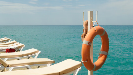 safety rescue sea lifebuoy beach equipment save lifesaver vacation lifeguard help ocean sand