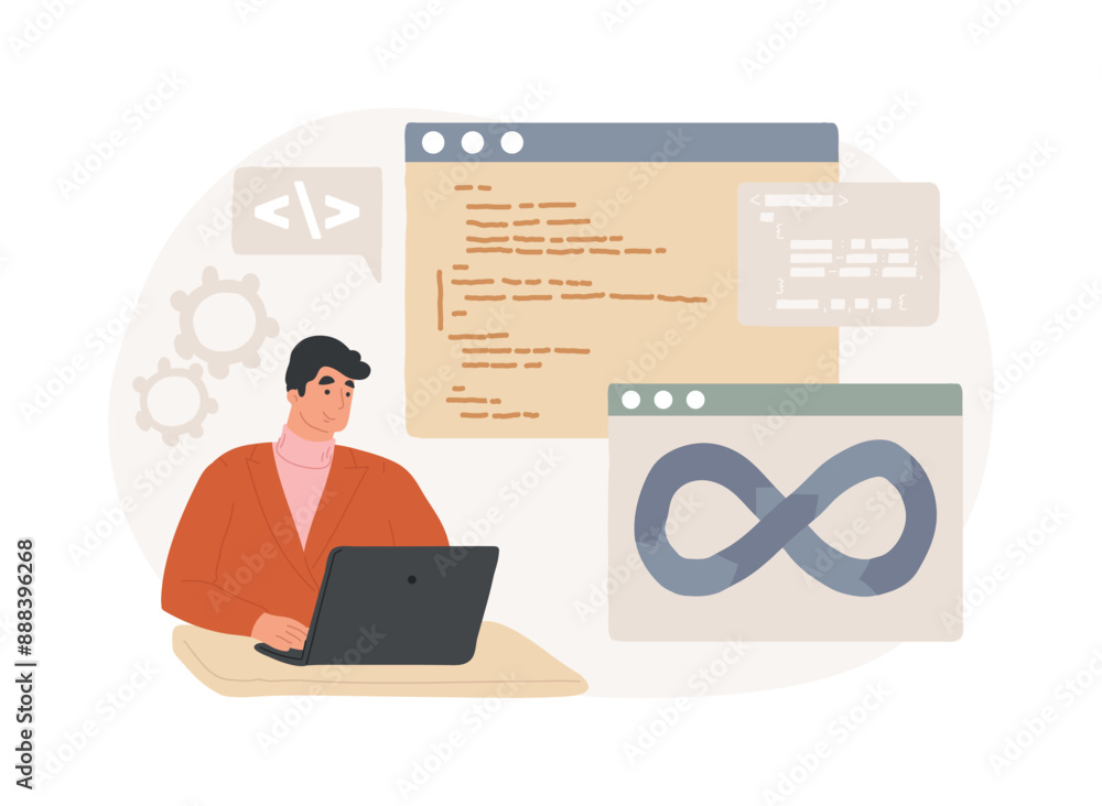 Poster collaborative framework isolated cartoon vector illustrations.
