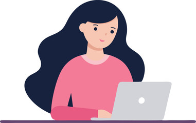 Woman working on laptop at desk