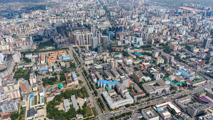 Fototapeta premium Ulaan Baatar Ulanbator Mongolei Luftaufnahme
