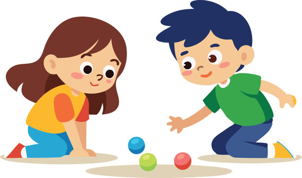 Children playing with marbles on the ground