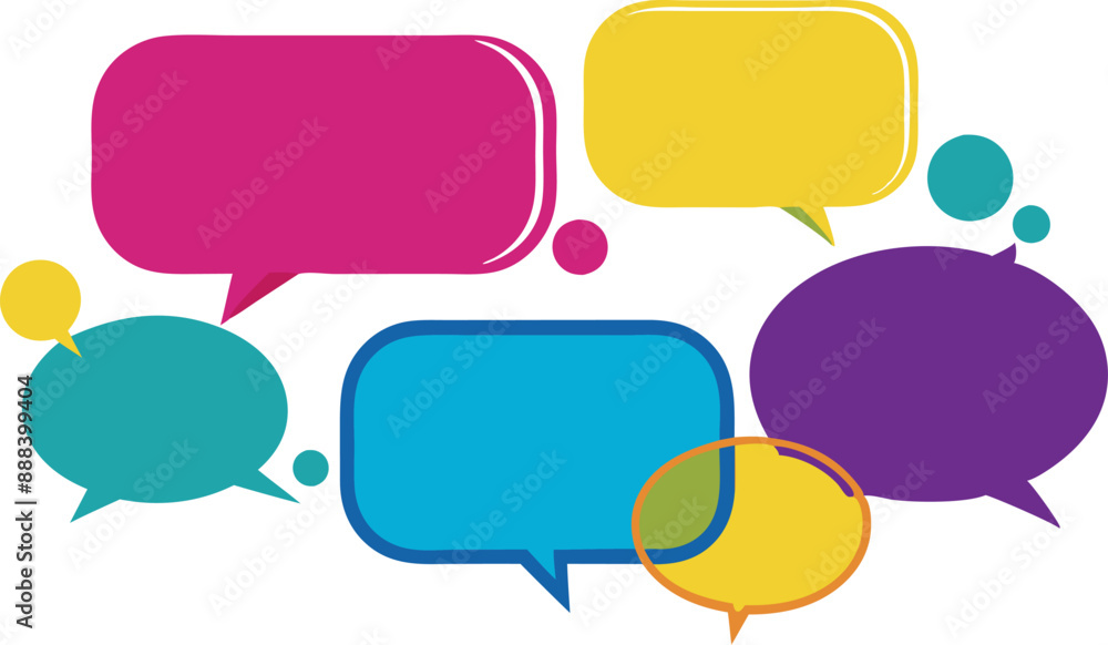 Poster Various colorful speech bubbles in different shapes