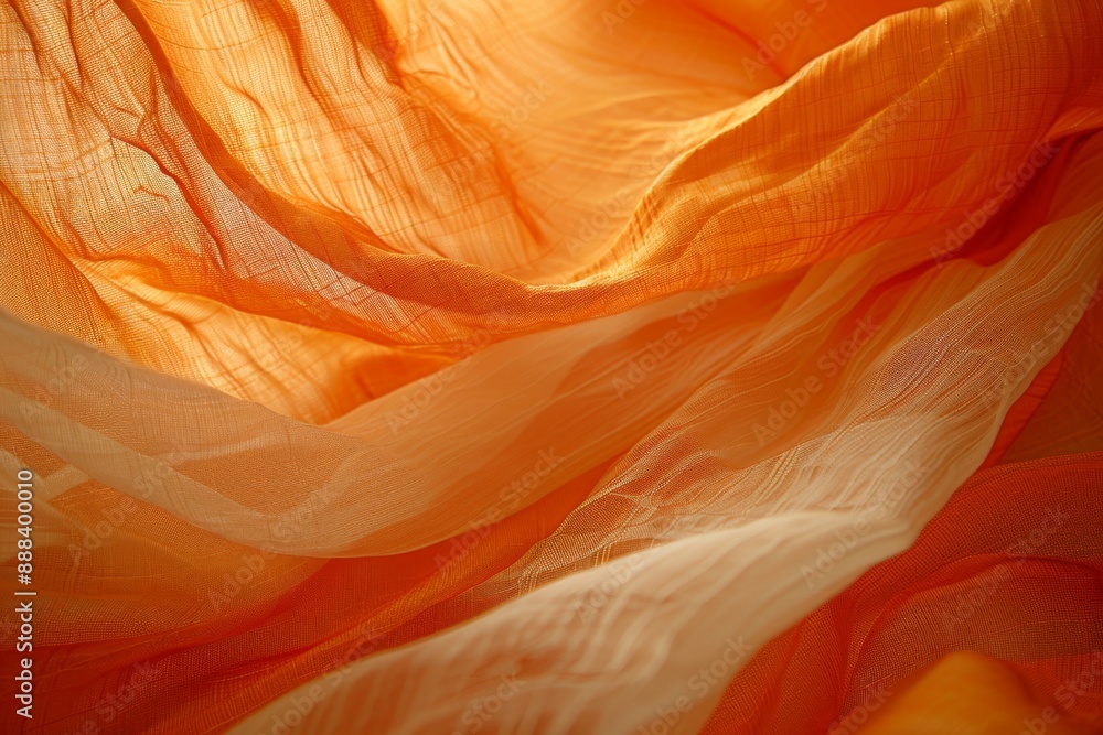 Poster abstract closeup of flowing orange fabric capturing movement texture and modern artistic design agai