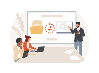 Automated data transfer isolated cartoon vector illustrations.