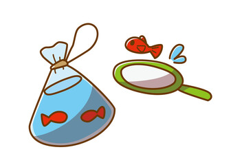 金魚すくい　手描きpng