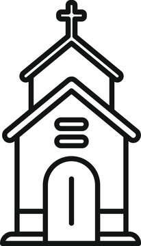 recommend clip art: Simple line art icon of a church building representing religion, faith, and spirituality