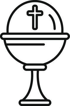 recommend clip art: Line drawing of a catholic church chalice with a cross standing on an altar