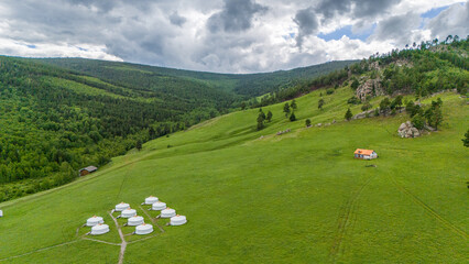Mongolei Landschaft beeindruckend fantastisch Steppe mit Jurten