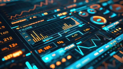 High-resolution depiction of a digital dashboard for tracking corporate bond yields, with interactive graphs and pulsing data points