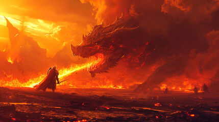 dragon and knight fight