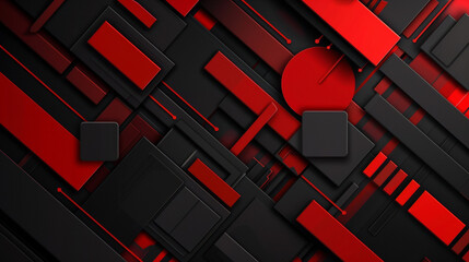 Sleek black and red design with geometric shapes and color gradients. Great for backgrounds and covers.