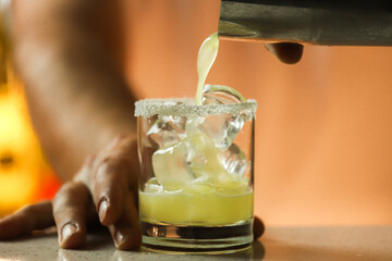 Cocktail with coconut and pineapple