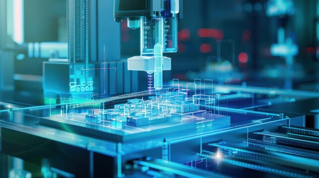 Digital visualization of a corporate financial health check, shown as a diagnostic machine scanning a 3D model of a company structure