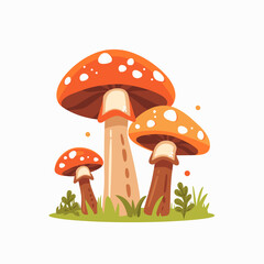 Fungus in the grass. Vector illustration in cartoon style.