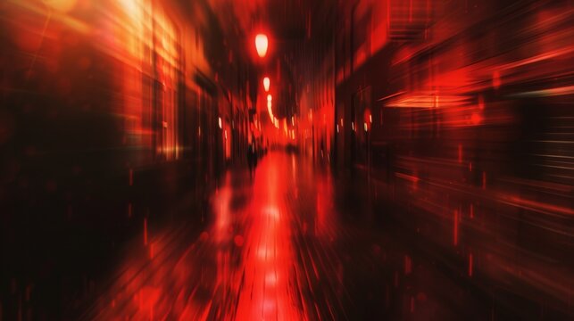 Illustration of a thriller red background with blurred bokeh effect. Blurred suspense background in red tones.