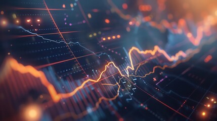 high-detail 3D graph depicting cash flow trends over time, with peaks and troughs highlighted