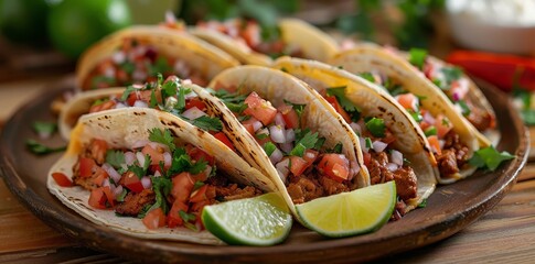 Delicious Tacos With Ground Beef, Tomato, Onion, and Cilantro
