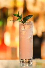 Pink cocktail with mint