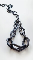 Obraz premium Old metal chain with rust on a concrete background, symbolizing strength, decay, and industrial themes