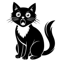 Scared cat. silhouette vector art illustration