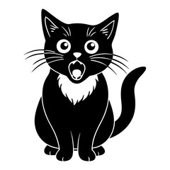 Scared cat. silhouette vector art illustration