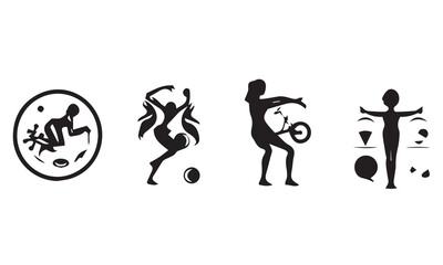 Vector Set Of Olympic Sports black Icons Isolated on White Background