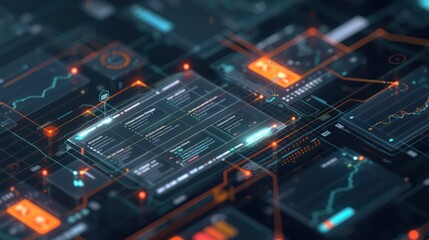 Obraz premium overhead view of a corporate treasury department's workflow chart, illustrating the process of liquidity planning