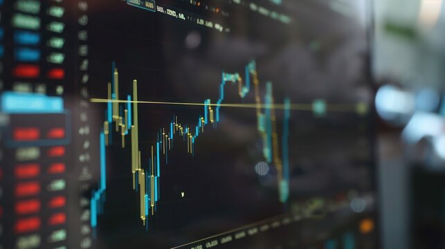 Close-up of a digital screen showing a dynamic chart of market capitalization changes over time